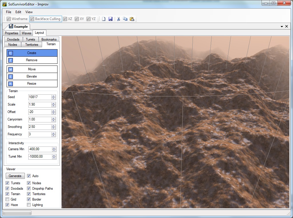 Sample Terrain generated in the Sol Survivor Editor
